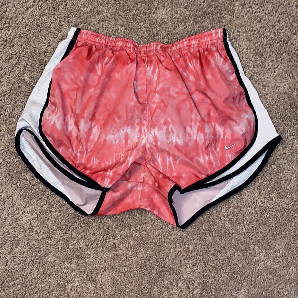 Nike shorts, pink and white tie dye